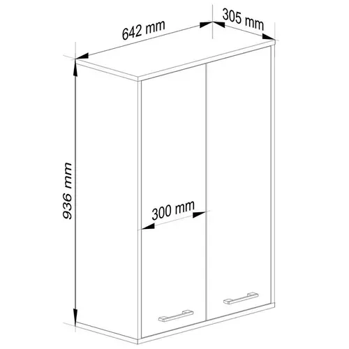 Armoire Salle De Bains Suspendue Fin Chêne Sonoma 64 Cm 2 Portes Pleine Blanche 64x30x94 Cm