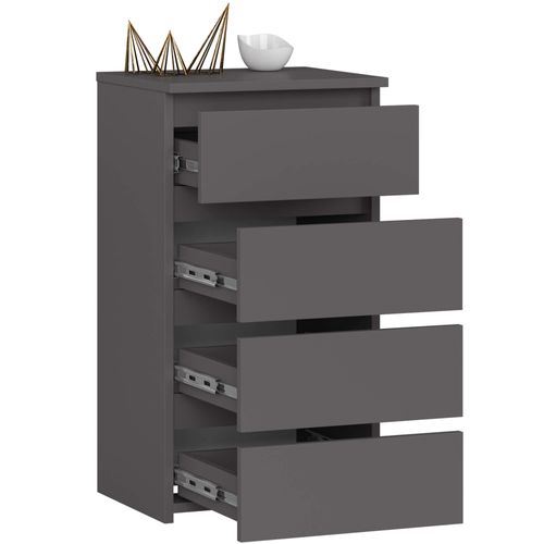 Commode Cl4 Gris Graphite 40 Cm 4 Tiroirs Façade Gris Graphite 40x35x74 Cm