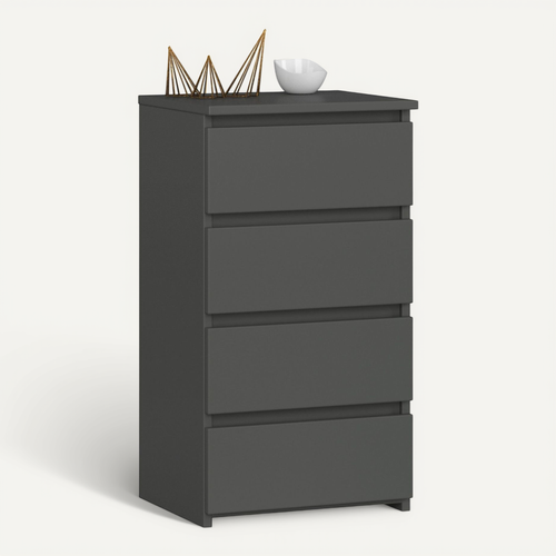 Commode Cl4 Gris Graphite 40 Cm 4 Tiroirs Façade Gris Graphite 40x35x74 Cm