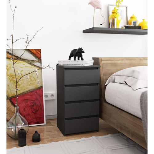 Commode Cl4 Gris Graphite 40 Cm 4 Tiroirs Façade Gris Graphite 40x35x74 Cm