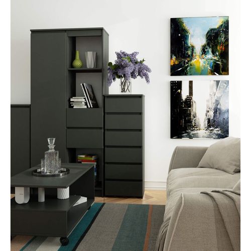 Commode Cl6 Gris Graphite 40 Cm 6 Tiroirs Façade Gris Graphite 40x35x109 Cm