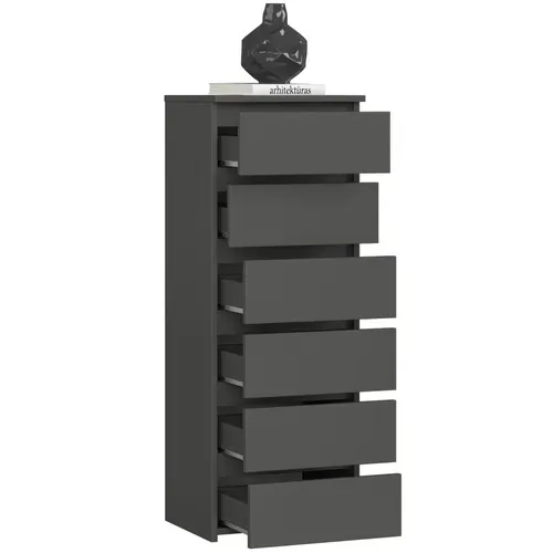 Commode Cl6 Gris Graphite 40 Cm 6 Tiroirs Façade Gris Graphite 40x35x109 Cm