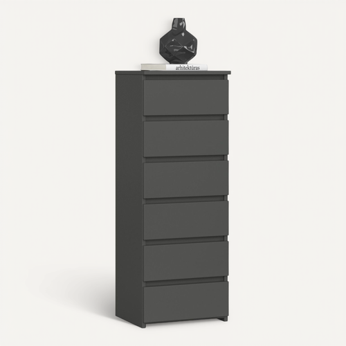 Commode Cl6 Gris Graphite 40 Cm 6 Tiroirs Façade Gris Graphite 40x35x109 Cm