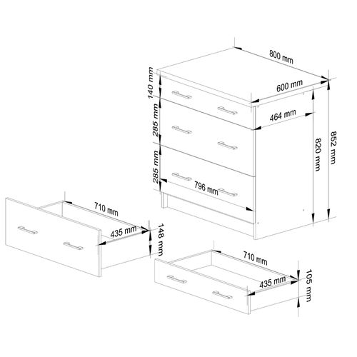 Meuble De Cuisine Bas S80 Oliwia Modulable Blanc 80 Cm 3 Tiroirs Façade Graphite Brillant 80x46x85