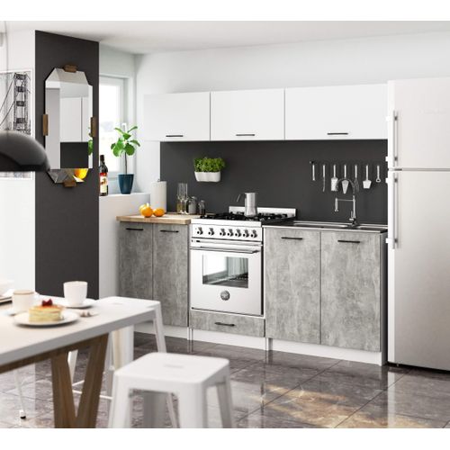 Meuble De Cuisine Bas S50 Oliwia Modulable Blanc 50 Cm 1 Porte 1 Tiroir Façade Béton