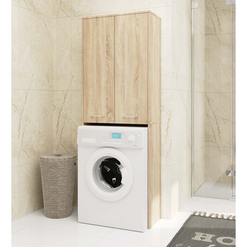 Meuble Pour Machine à Laver Fin Chêne Sonoma 2 Portes Façade Chêne Sonoma 4 Étagères 64x30x180