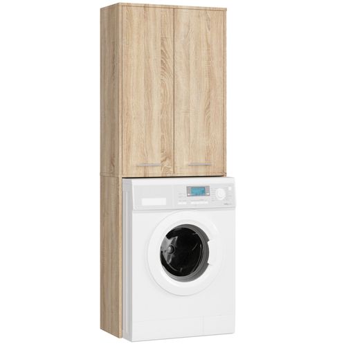 Meuble Pour Machine à Laver Fin Chêne Sonoma 2 Portes Façade Chêne Sonoma 4 Étagères 64x30x180