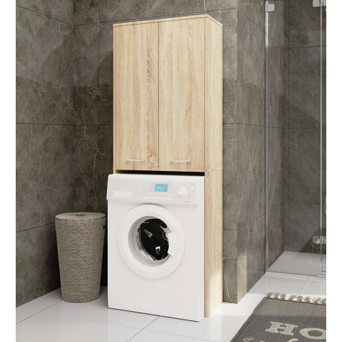 Meuble Pour Machine à Laver Fin Chêne Sonoma 2 Portes Façade Chêne Sonoma 4 Étagères 64x30x180