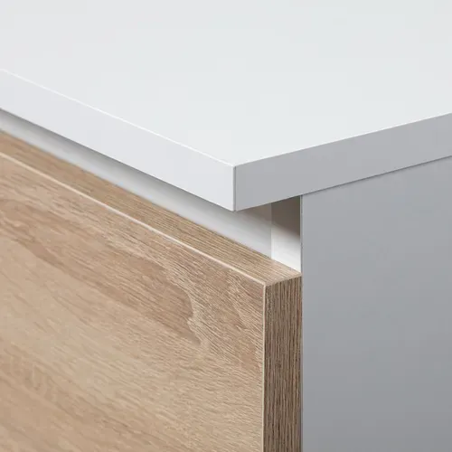 Petite Commode Cl100 Blanche 100 Cm 6 Tiroirs Façade Chêne Sonoma 100x35x57 Cm