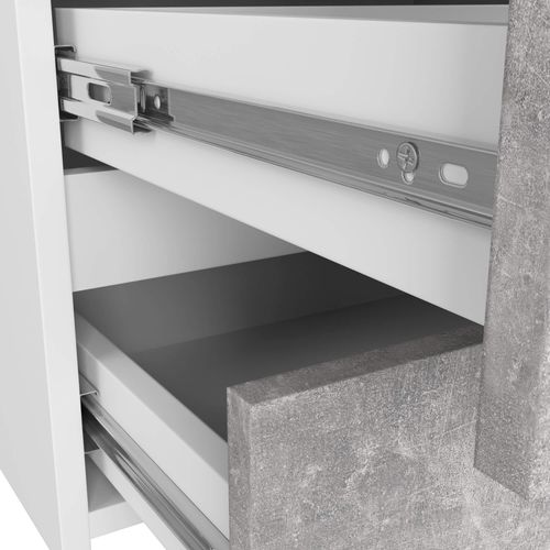 Petite Commode Cl100 Blanche 100 Cm 6 Tiroirs Façade Béton 100x35x57 Cm