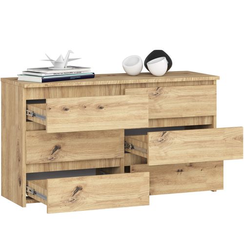 Petite Commode Cl100 Chêne Artisan 100 Cm 6 Tiroirs Façade Chêne Artisan 100x35x57 Cm