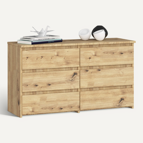 Petite Commode Cl100 Chêne Artisan 100 Cm 6 Tiroirs Façade Chêne Artisan 100x35x57 Cm