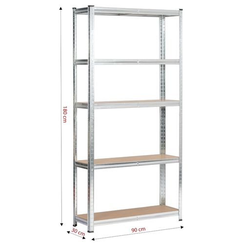 Étagère Modulable 90 Cm Acier Galvanisé Charge Maximale 875kg - L90xp30xh180 Cm