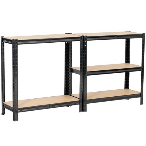 Lot De 2 étagères Modulables 70 Cm Acier Noirci Charge Maximale 875kg - L70xp30xh154 Cm
