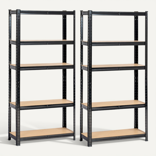 Lot De 2 étagères Modulables 70 Cm Acier Noirci Charge Maximale 875kg - L70xp30xh154 Cm
