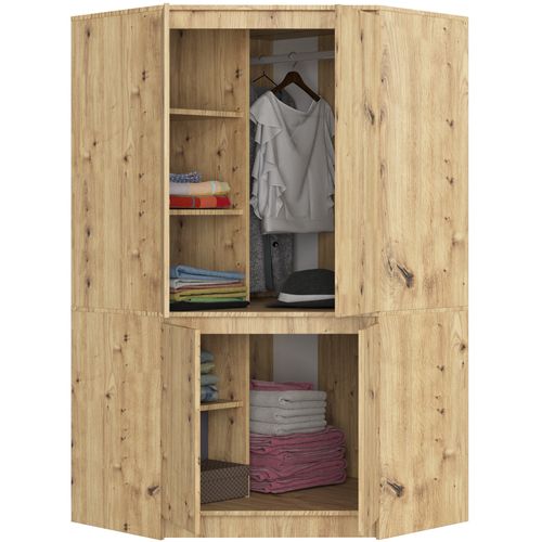 Armoire D'angle s100 Chêne Artisan 100 Cm 4 Portes Façade Chêne Artisan 6 Étagères 100x50x180 Cm