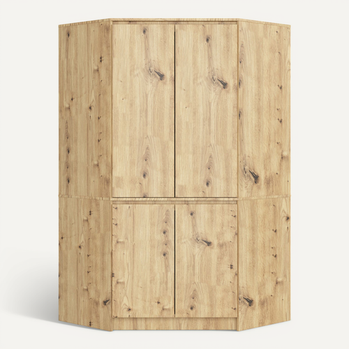 Armoire D'angle s100 Chêne Artisan 100 Cm 4 Portes Façade Chêne Artisan 6 Étagères 100x50x180 Cm