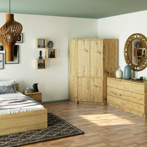 Armoire D'angle s100 Chêne Artisan 100 Cm 4 Portes Façade Chêne Artisan 6 Étagères 100x50x180 Cm