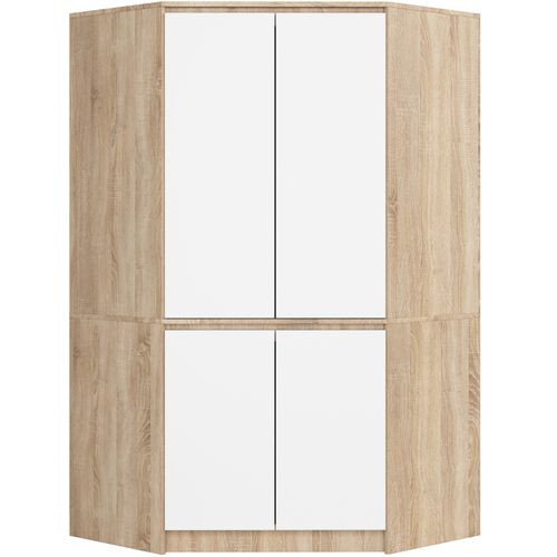 Armoire D'angle s100 Chêne Sonoma 100 Cm 4 Portes Façade Blanche 6 Étagères 100x50x180 Cm