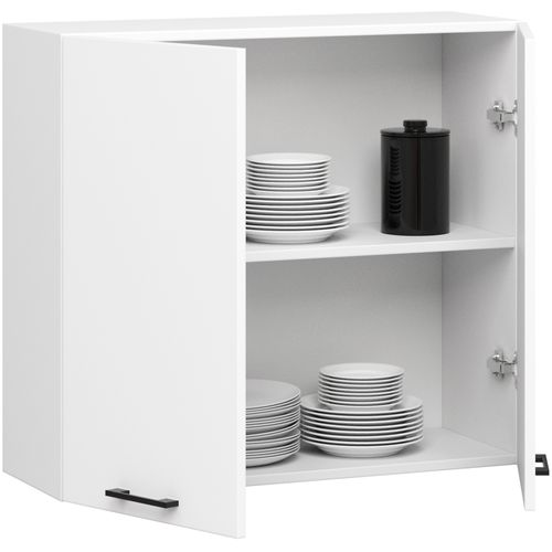 Meuble De Cuisine Haut W80 H720 Blanche 2 Portes, 2 Étagères 72x80x30 Cm