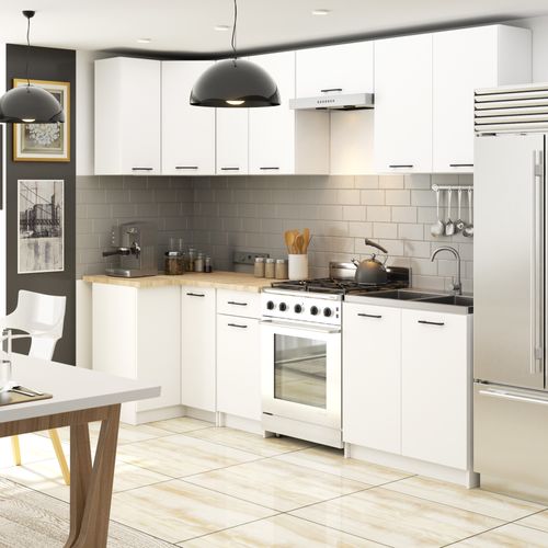 Meuble De Cuisine Haut W80 H720 Blanche 2 Portes, 2 Étagères 72x80x30 Cm