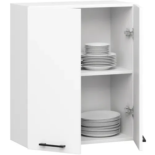 Meuble De Cuisine Haut W60 H720 Blanche 2 Portes, 2 Étagères 72x60x30 Cm