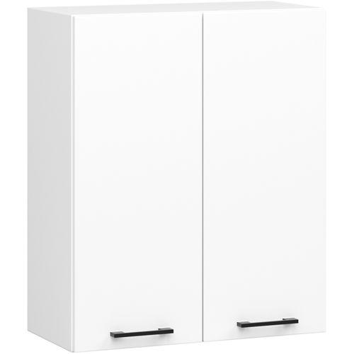 Meuble De Cuisine Haut W60 H720 Blanche 2 Portes, 2 Étagères 72x60x30 Cm
