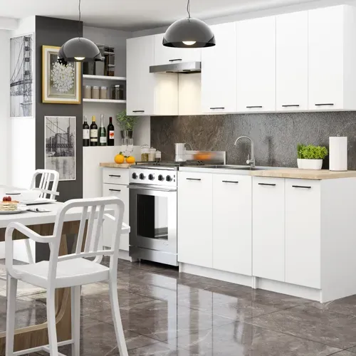 Meuble De Cuisine Haut W60 H720 Blanche 2 Portes, 2 Étagères 72x60x30 Cm