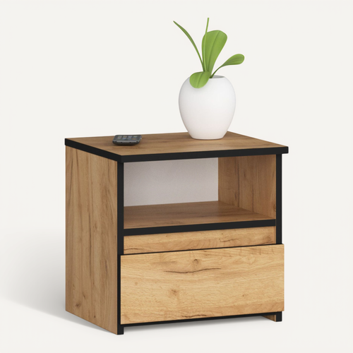 Table De Chevet Cl1 Chêne Craft 40 Cm 1 Tiroir Couleur Chêne Craft 40x35x40 Cm