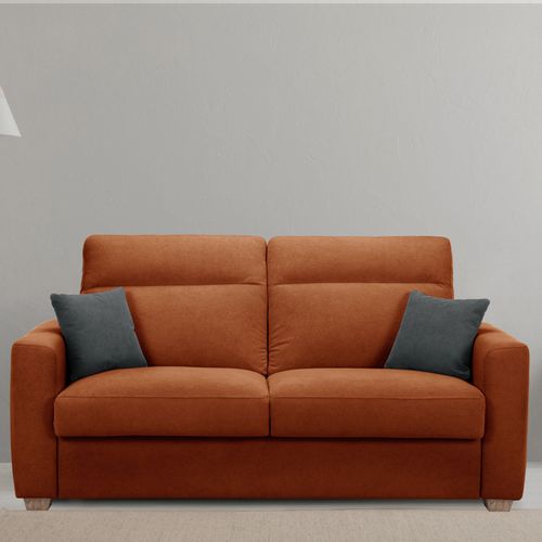 Canapé convertible 3 places CALYPSO tissu curio 55 terra cotta