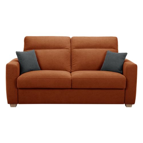 Canapé convertible 3 places CALYPSO tissu curio 55 terra cotta