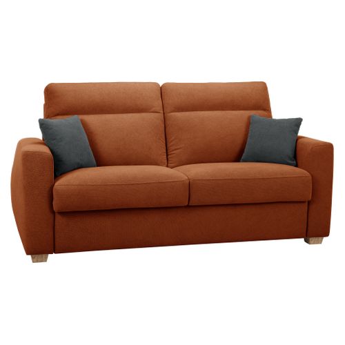 Canapé convertible 3 places CALYPSO tissu curio 55 terra cotta