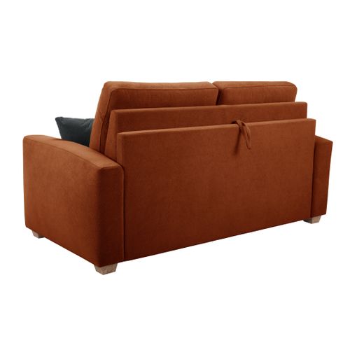 Canapé convertible 3 places CALYPSO tissu curio 55 terra cotta