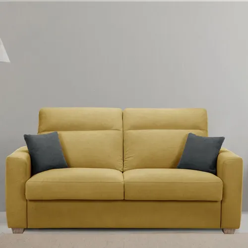 Canapé convertible 3 places CALYPSO tissu curio 48 jaune - Canapé BUT