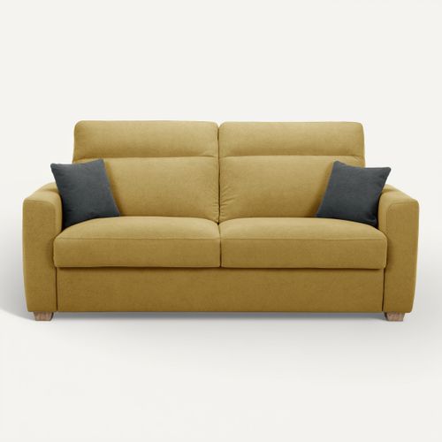 Canapé convertible 3,5 places CALYPSO tissu curio 48 jaune vue de face