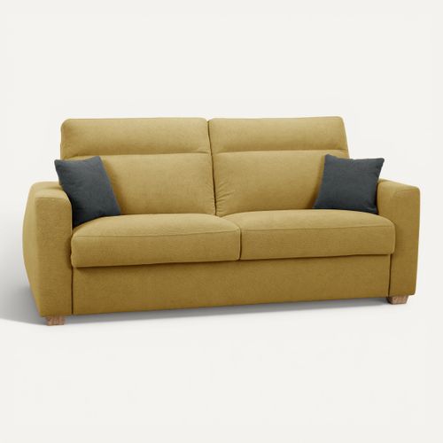 Canapé convertible 3,5 places CALYPSO tissu curio 48 jaune vue 3/4