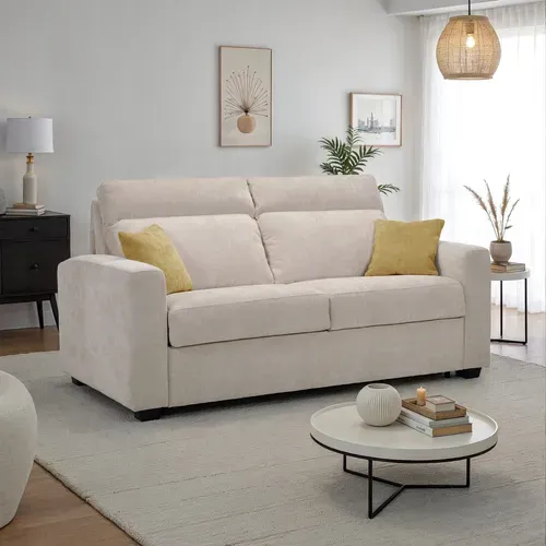 Canapé convertible 3 places CALYPSO III tissu sable vue d'ambiance 1