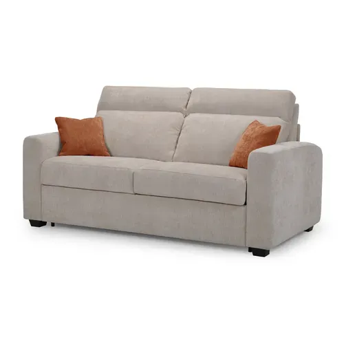 Canapé convertible 3 places CALYPSO III tissu taupe vue de profil