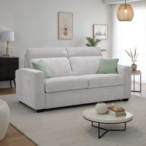 Canapé convertible 3 places CALYPSO III tissu gris clair vue d'ambiance 1