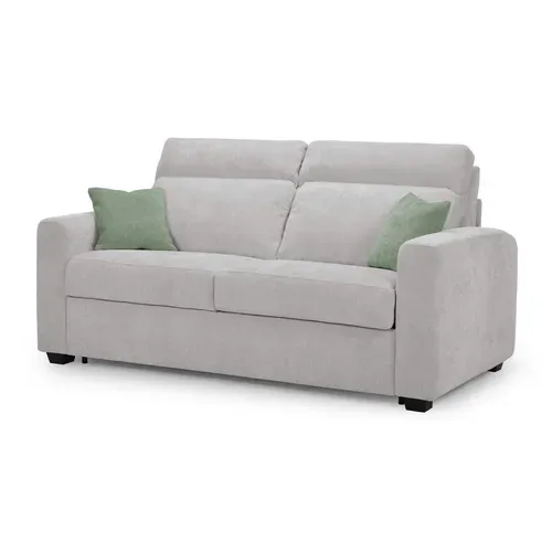 Canapé convertible 3 places CALYPSO III tissu gris clair vue de profil