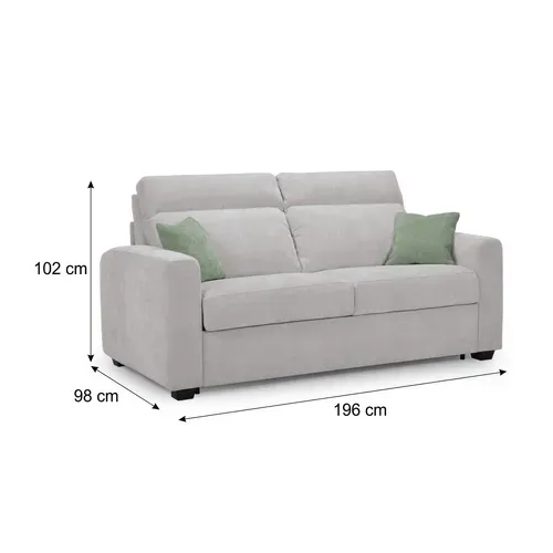 Canapé convertible 3 places CALYPSO III tissu gris clair