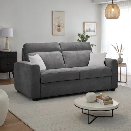 Canapé convertible 3 places CALYPSO III tissu gris foncé vue d'ambiance 1