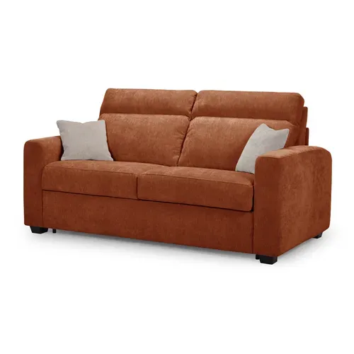 Canapé convertible 3 places CALYPSO III tissu terracotta vue de profil