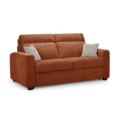Canapé convertible 3 places CALYPSO III tissu terracotta vue 3/4