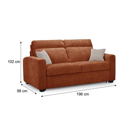 Canapé convertible 3 places CALYPSO III tissu terracotta