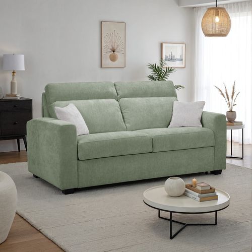 Canapé convertible 3 places CALYPSO III tissu vert vue d'ambiance 1