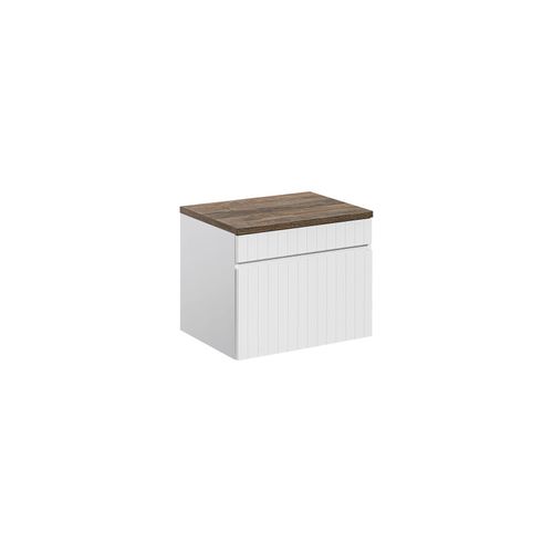 Ensemble Meuble 60 Cm Avec Plan Vasque Et Vasque à Poser Smile, Couleur Blanche