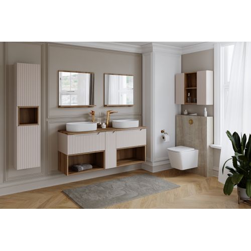Sky, Ensemble De Meubles De Salle De Bain 80 Cm Avec Meuble Sous-vasque Et Colonne Haute