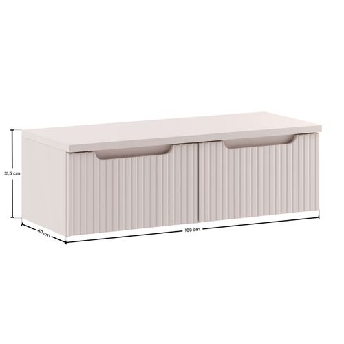 Meuble Suspendu Sous Double Vasque Nova Cachemire 100 Cm Avec Plan – 2 Tiroirs