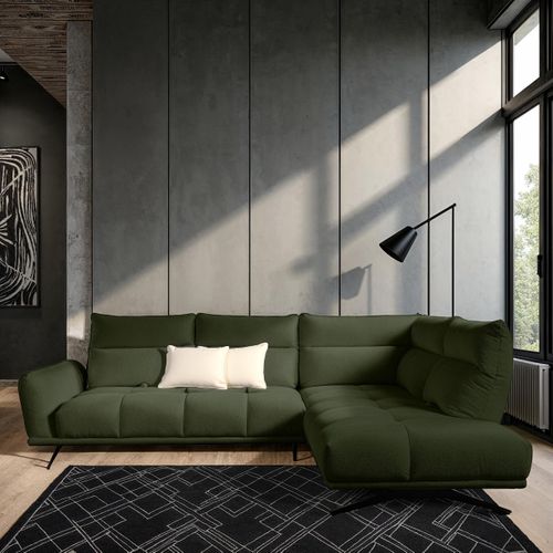 Canapé d'angle droit GIOVANNI tissu raven vert